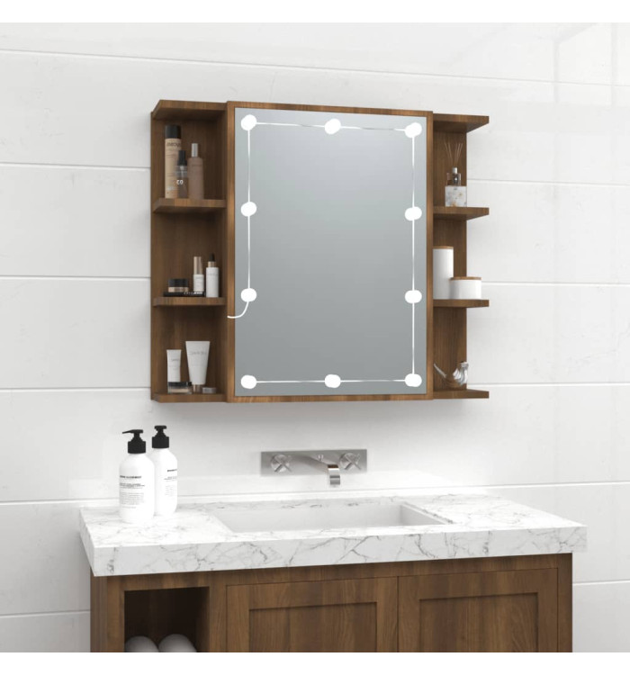 Armoire à miroir avec LED Chêne marron 70x16,5x60 cm | Mobilier & Déco