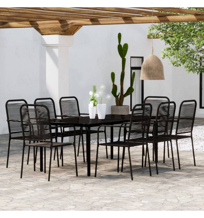 Ensemble à manger de jardin 9 pcs Noir | Mobilier & Déco