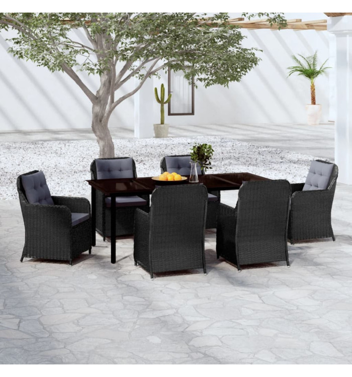 Ensemble à manger de jardin 7 pcs Noir | Mobilier & Déco