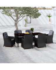 Ensemble à manger de jardin 7 pcs Noir | Mobilier & Déco