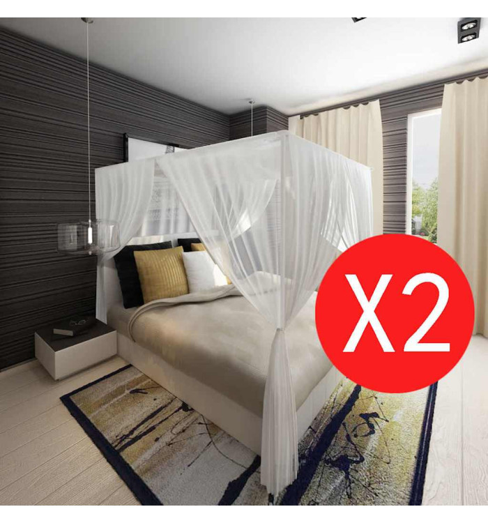 Moustiquaire de lit carré 3 ouvertures 2 pcs | Mobilier & Déco