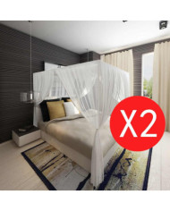 Moustiquaire de lit carré 3 ouvertures 2 pcs | Mobilier & Déco