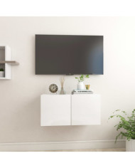 Meuble TV suspendu Blanc brillant 60x30x30 cm | Mobilier & Déco