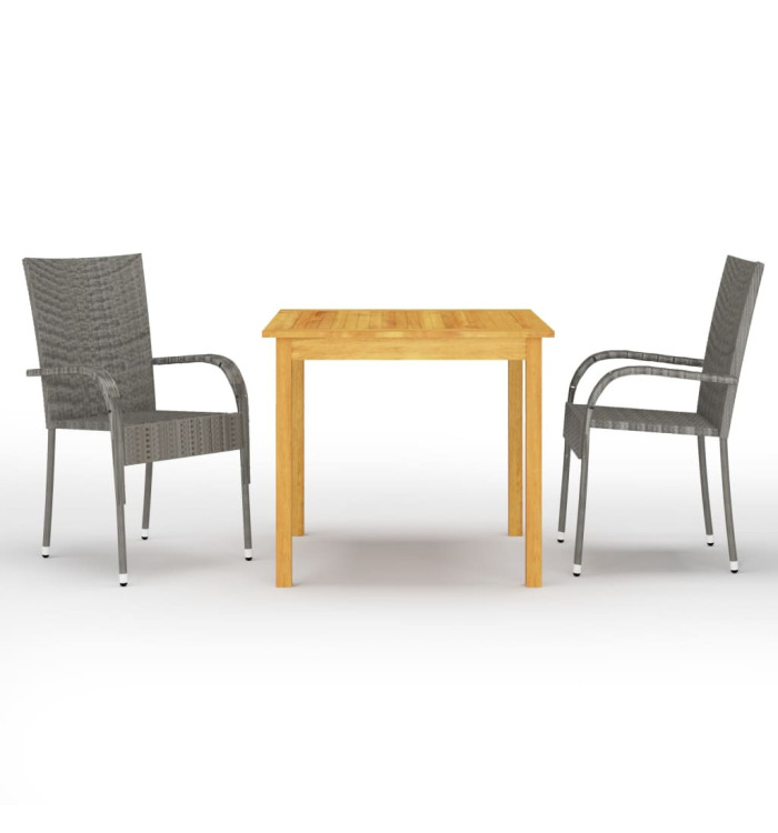 Ensemble à manger de jardin 3 pcs Gris | Mobilier & Déco