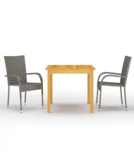 Ensemble à manger de jardin 3 pcs Gris | Mobilier & Déco