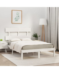 Cadre de lit sans matelas blanc 140x190 cm bois massif | Mobilier & Déco