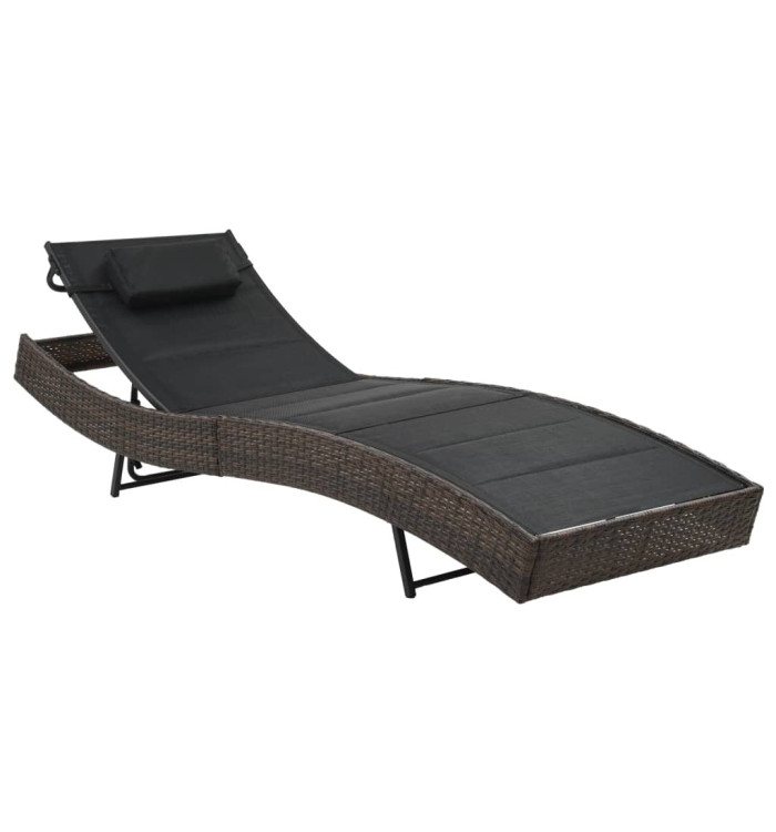 Chaise longue Résine tressée et textilène Marron | Mobilier & Déco