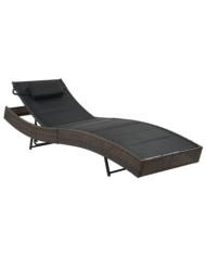 Chaise longue Résine tressée et textilène Marron | Mobilier & Déco