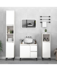 Armoire de salle de bain blanc 30x30x190 cm bois d'ingénierie | Mobilier & Déco