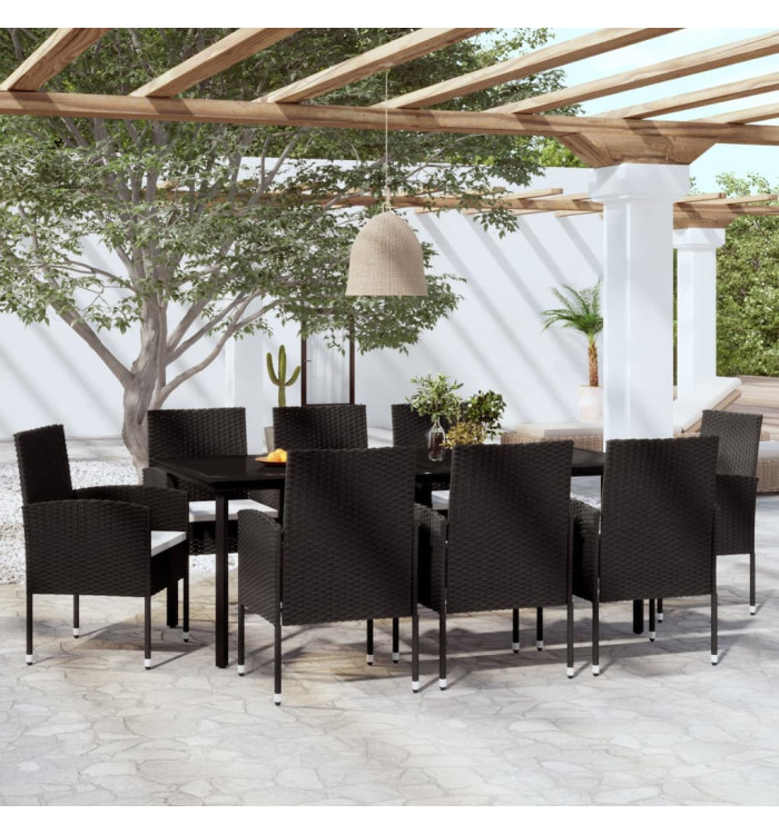 Ensemble à manger de jardin 9 pcs Noir | Mobilier & Déco