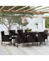 Ensemble à manger de jardin 9 pcs Noir | Mobilier & Déco