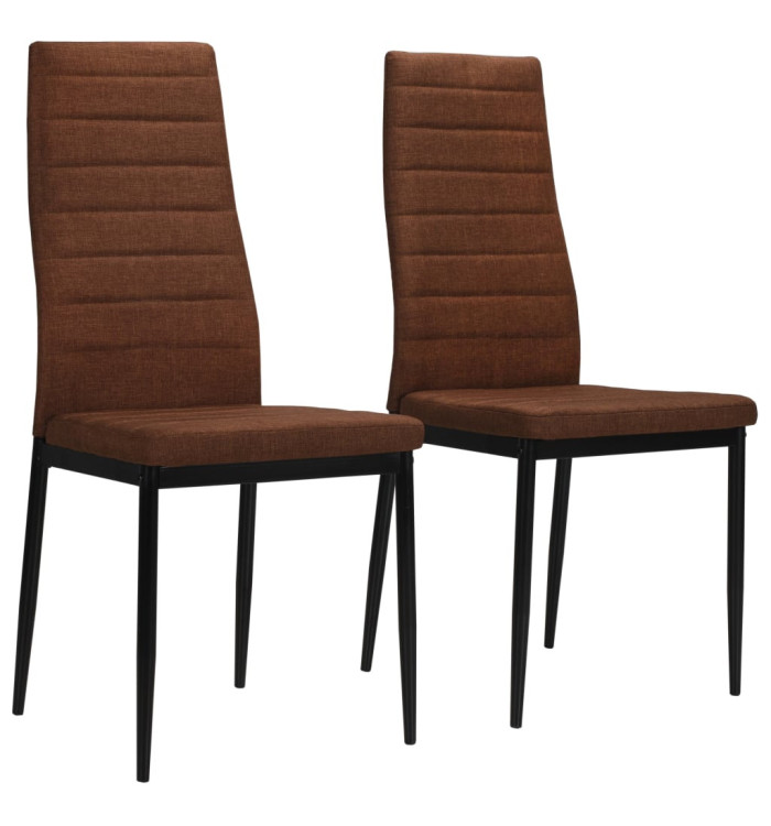 Chaises à manger lot de 2 marron tissu | Mobilier & Déco