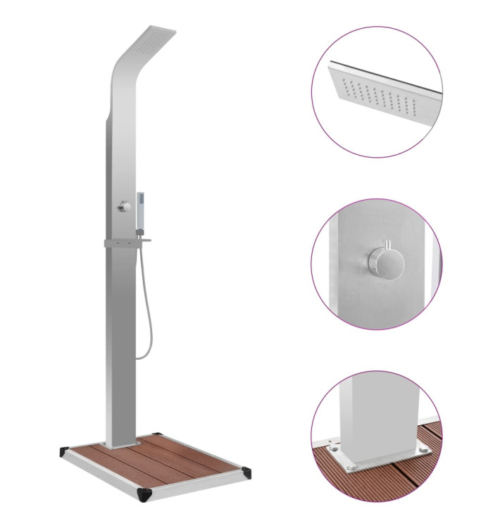 Douche d'extérieur avec receveur de douche WPC Acier inoxydable | Mobilier & Déco