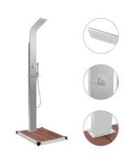 Douche d'extérieur avec receveur de douche WPC Acier inoxydable | Mobilier & Déco