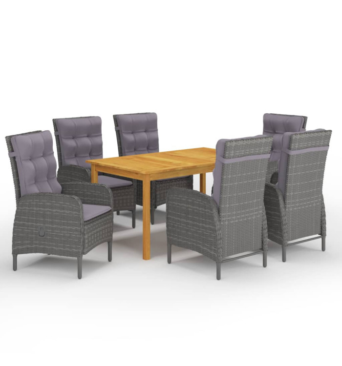 Ensemble à manger de jardin 7 pcs Gris | Mobilier & Déco