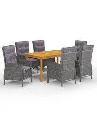 Ensemble à manger de jardin 7 pcs Gris | Mobilier & Déco