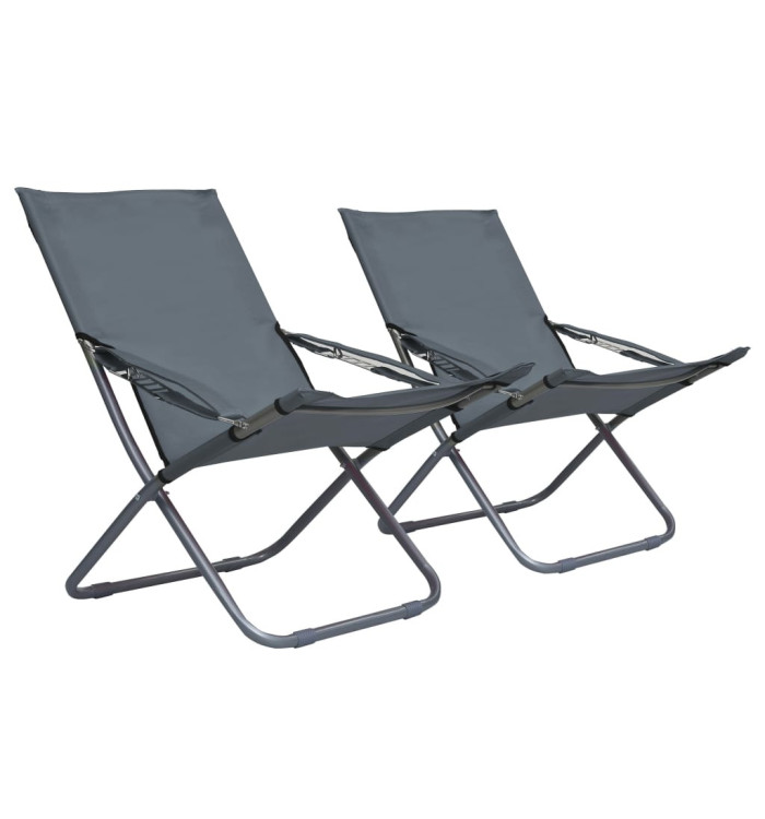 Chaises pliables de plage lot de 2 Tissu Gris | Mobilier & Déco