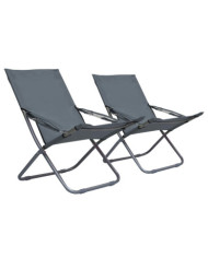 Chaises pliables de plage lot de 2 Tissu Gris | Mobilier & Déco