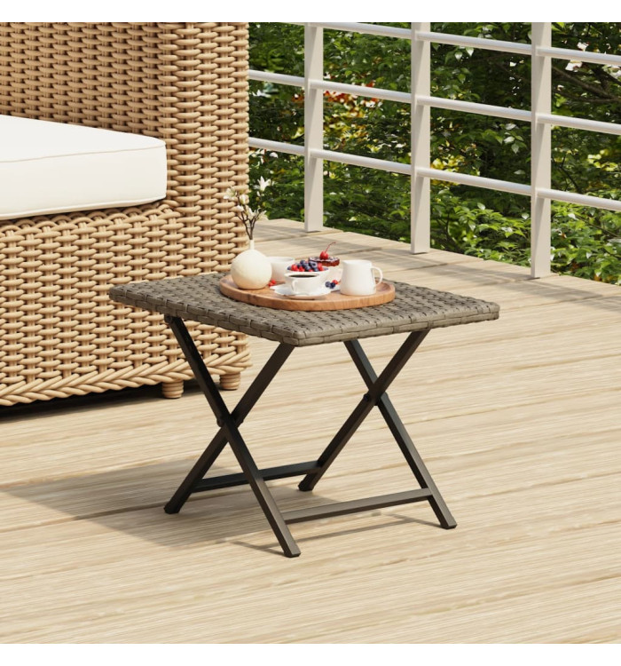 Table pliable gris 45x35x32 cm résine tressée | Mobilier & Déco