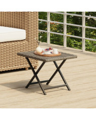 Table pliable gris 45x35x32 cm résine tressée | Mobilier & Déco