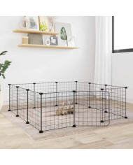 Cage animaux de compagnie à 12 panneaux et porte Noir 35x35 cm | Mobilier & Déco