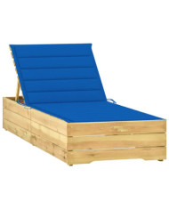 Chaise longue avec coussin bleu royal Bois de pin imprégné | Mobilier & Déco