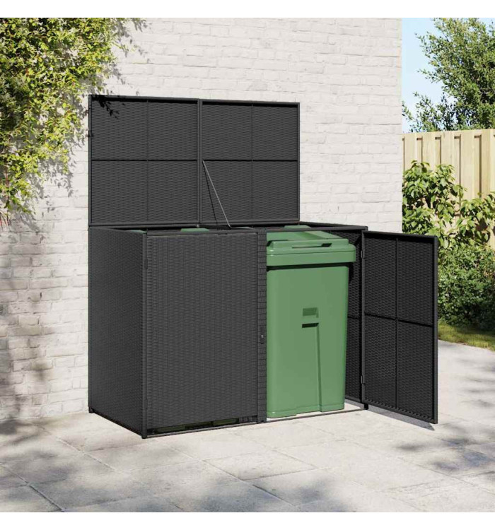Abris pour poubelle double Résine tressée Noir 148x80x111 cm | Mobilier & Déco