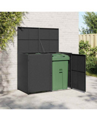Abris pour poubelle double Résine tressée Noir 148x80x111 cm | Mobilier & Déco