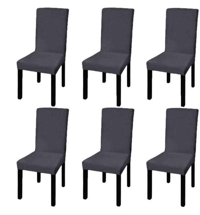 Housse de chaise droite extensible 6 pcs anthracite | Mobilier & Déco