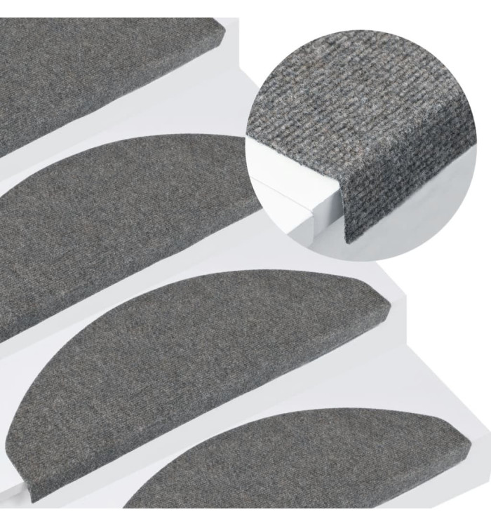 Tapis d'escalier autocollants 15 pcs 65x22,5x3,5 cm Gris | Mobilier & Déco