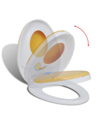 Siège de toilette à fermeture en douceur Blanc et jaune | Mobilier & Déco
