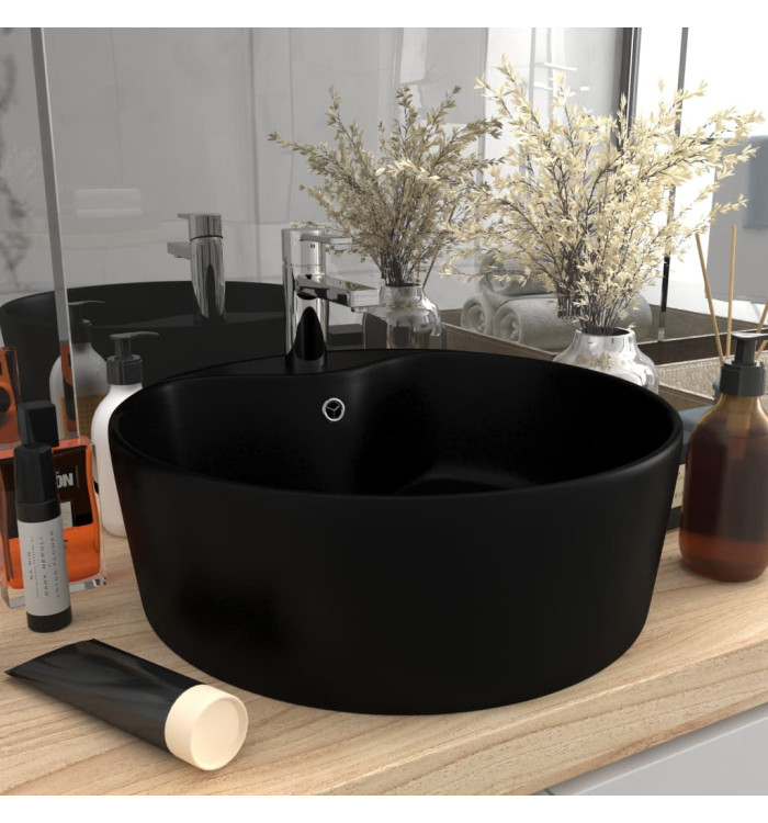 Lavabo de luxe avec trop-plein Noir mat 36x13 cm Céramique | Mobilier & Déco