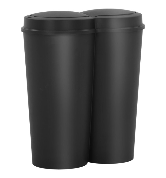 Poubelle double à ordures Noir 50 L | Mobilier & Déco