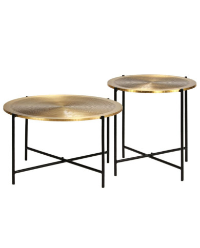 Ensemble de tables 2 pcs MDF recouvert de laiton | Mobilier & Déco