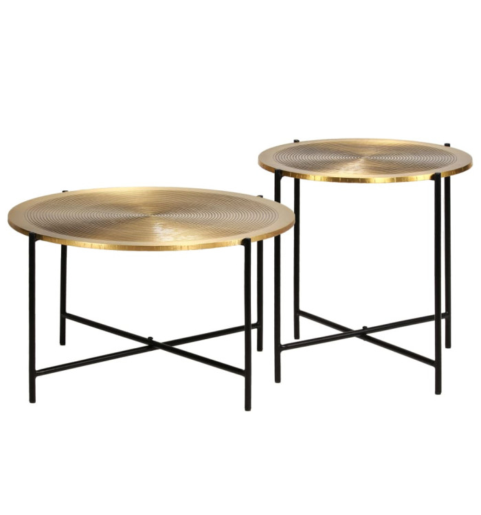 Ensemble de tables 2 pcs MDF recouvert de laiton | Mobilier & Déco