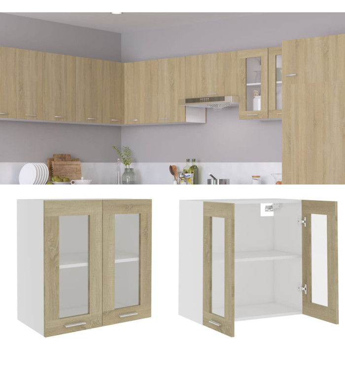 Armoire en verre suspendue "Lyon" Chêne sonoma | Mobilier & Déco