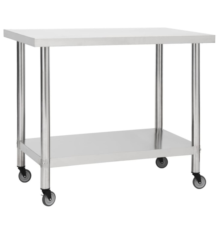 Table de travail de cuisine avec roues 80x60x85 cm Inox | Mobilier & Déco
