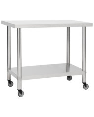 Table de travail de cuisine avec roues 80x60x85 cm Inox | Mobilier & Déco