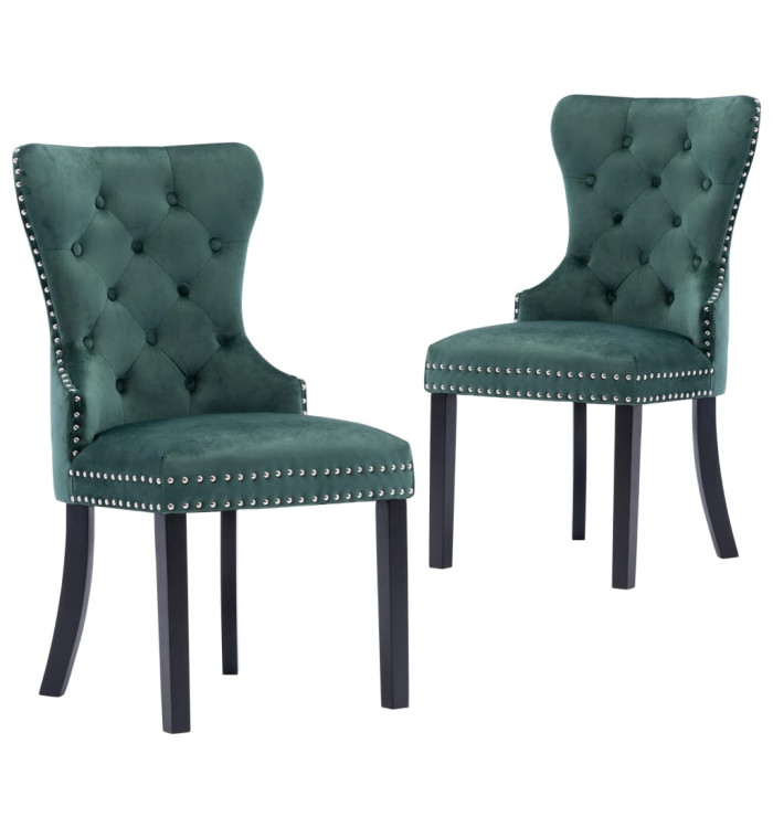 Chaises à manger lot de 2 vert foncé velours | Mobilier & Déco