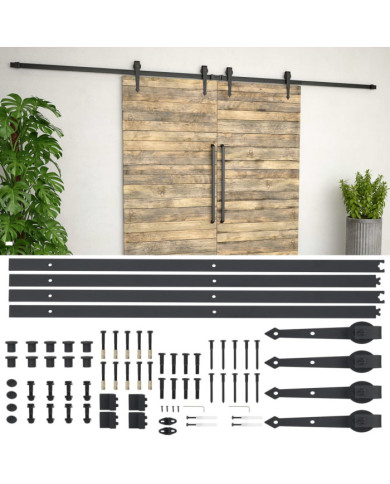Kit de matériel pour porte coulissante 2 x 183 cm Acier Noir | Mobilier & Déco