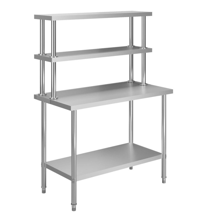 Table de travail de cuisine avec étagère 120x60x150 cm Inox | Mobilier & Déco