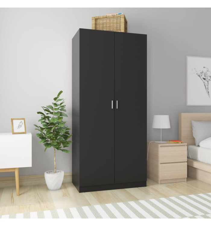 Garde-robe Noir 90x52x200 cm Bois d’ingénierie | Mobilier & Déco