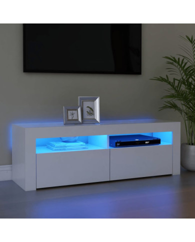 Meuble TV avec lumières LED blanc 120x35x40 cm | Mobilier & Déco