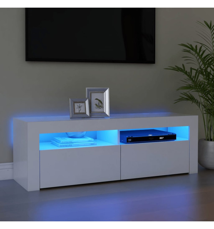 Meuble TV avec lumières LED blanc 120x35x40 cm | Mobilier & Déco