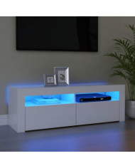 Meuble TV avec lumières LED blanc 120x35x40 cm | Mobilier & Déco