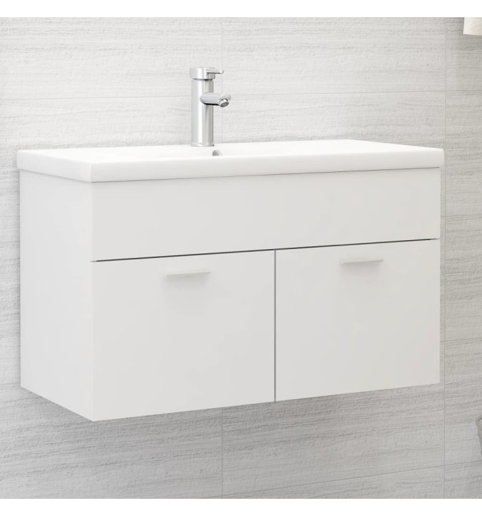 Armoire d'évier avec lavabo intégré Blanc Aggloméré | Mobilier & Déco