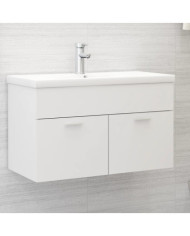 Armoire d'évier avec lavabo intégré Blanc Aggloméré | Mobilier & Déco
