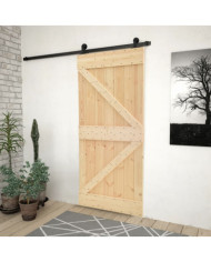 Porte coulissante et kit de quincaillerie 100x210 cm Pin massif | Mobilier & Déco