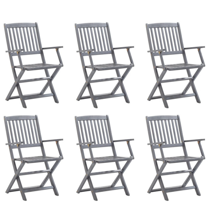 Chaises pliables d'extérieur lot de 6 Bois d'acacia solide | Mobilier & Déco