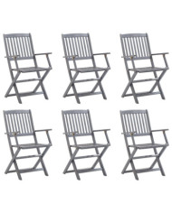 Chaises pliables d'extérieur lot de 6 Bois d'acacia solide | Mobilier & Déco